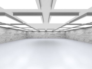 Karanlık beton boş oda. Modern mimari tasarım