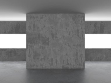 Karanlık beton boş oda. Modern mimari tasarım