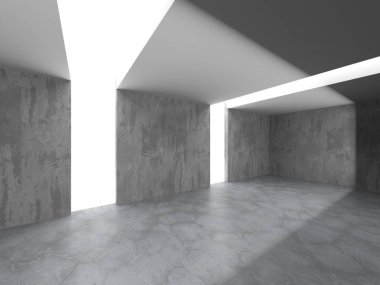 Karanlık beton boş oda. Modern mimari tasarım