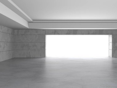 Karanlık beton boş oda. Modern mimari tasarım