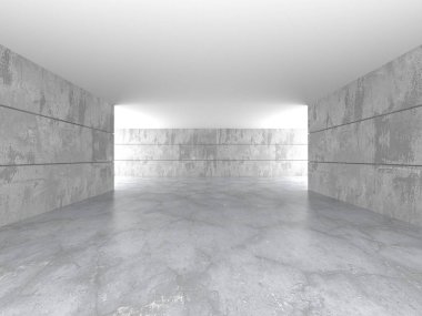 Karanlık beton boş oda. Modern mimari tasarım