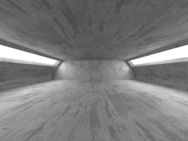 Karanlık beton boş oda. Modern mimari tasarım