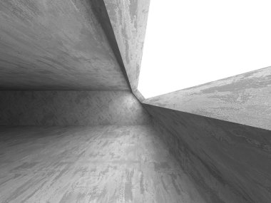 Karanlık beton boş oda. Modern mimari tasarım