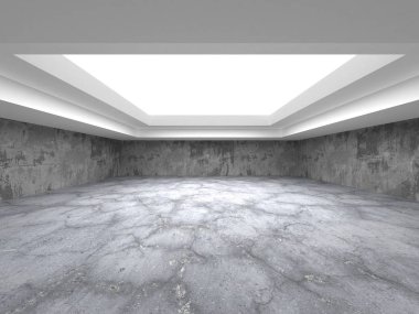 Karanlık beton boş oda. Modern mimari tasarım
