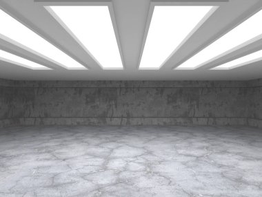 Karanlık beton boş oda. Modern mimari tasarım