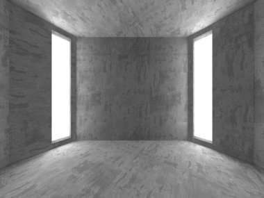 Karanlık beton boş oda. Modern mimari tasarım