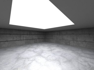 Karanlık beton boş oda. Modern mimari tasarım