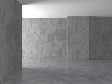 Karanlık beton boş oda. Modern mimari tasarım