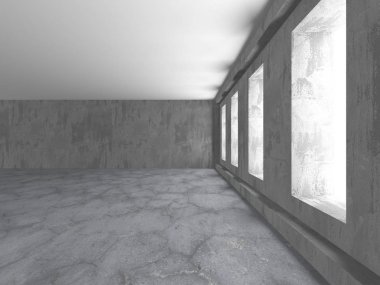 Karanlık beton boş oda. Modern mimari tasarım