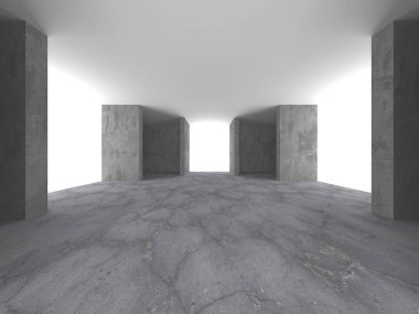 Karanlık beton boş oda. Modern mimari tasarım