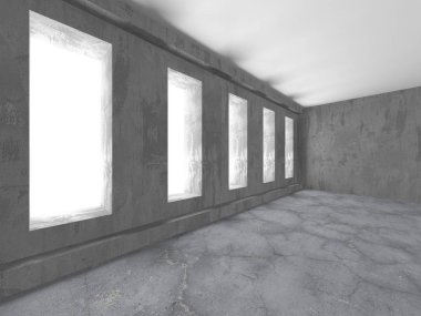 Karanlık beton boş oda. Modern mimari tasarım