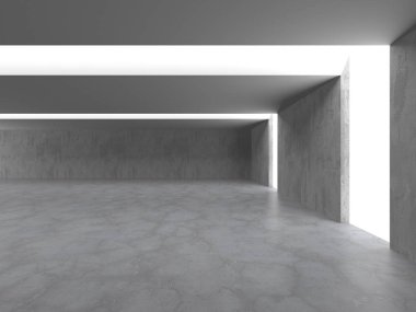 Karanlık beton boş oda. Modern mimari tasarım
