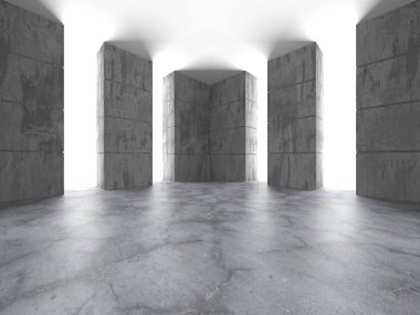 Karanlık beton boş oda. Modern mimari tasarım