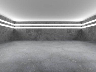 Karanlık beton boş oda. Modern mimari tasarım