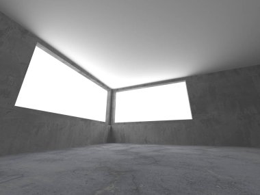 Karanlık beton boş oda. Modern mimari tasarım