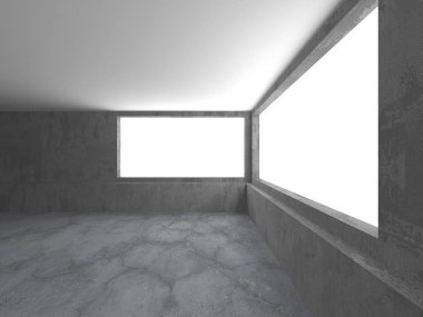 Karanlık beton boş oda. Modern mimari tasarım