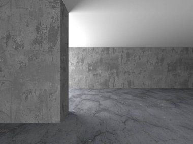 Karanlık beton boş oda. Modern mimari tasarım