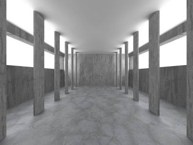 Karanlık beton boş oda. Modern mimari tasarım