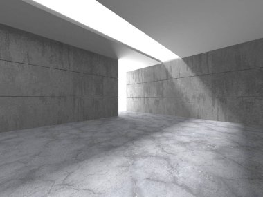 Karanlık beton boş oda. Modern mimari tasarım