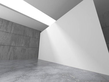 Karanlık beton boş oda. Modern mimari tasarım