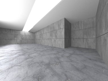 Karanlık beton boş oda. Modern mimari tasarım