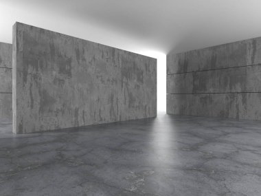 Karanlık beton boş oda. Modern mimari tasarım