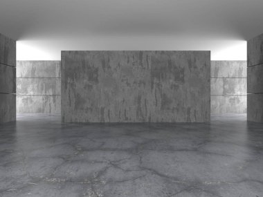 Karanlık beton boş oda. Modern mimari tasarım