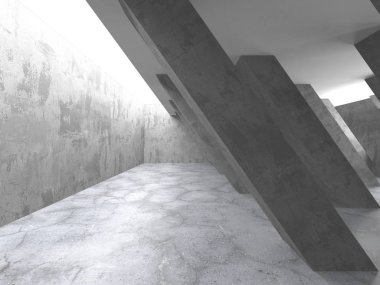 Karanlık beton boş oda. Modern mimari tasarım