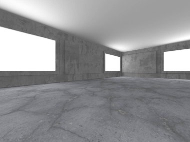 Karanlık beton boş oda. Modern mimari tasarım