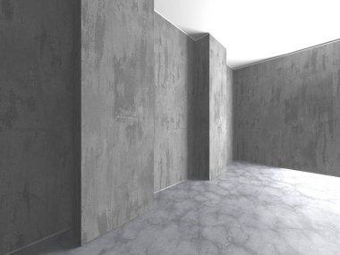 Karanlık beton boş oda. Modern mimari tasarım