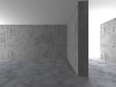 Karanlık beton boş oda. Modern mimari tasarım
