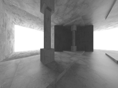 Karanlık beton boş oda. Modern mimari tasarım