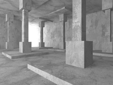 Karanlık beton boş oda. Modern mimari tasarım