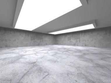 Karanlık beton boş oda. Modern mimari tasarım