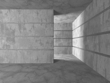 Karanlık beton boş oda. Modern mimari tasarım