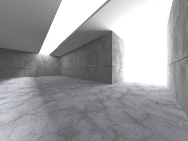 Karanlık beton boş oda. Modern mimari tasarım