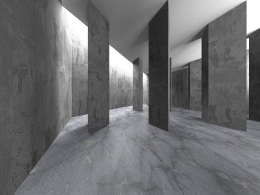 Karanlık beton boş oda. Modern mimari tasarım