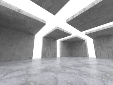 Karanlık beton boş oda. Modern mimari tasarım