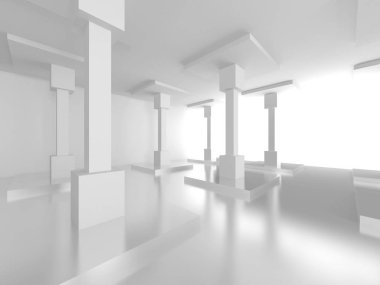 Fütüristik beyaz mimari tasarım arka plan