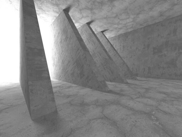 Dark concrete empty room. Modern architecture design