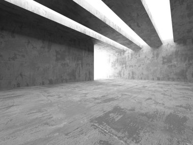 Karanlık beton boş oda. Modern mimari tasarım