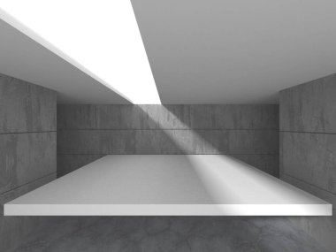 Karanlık beton boş oda. Modern mimari tasarım