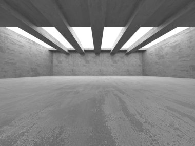 Karanlık beton boş oda. Modern mimari tasarım