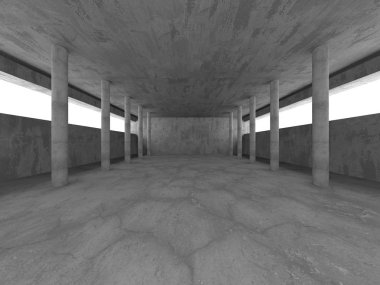 Karanlık beton boş oda. Modern mimari tasarım