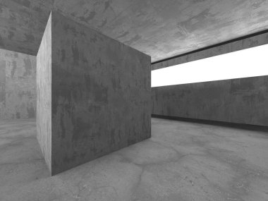 Karanlık beton boş oda. Modern mimari tasarım