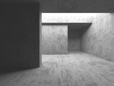 Karanlık beton boş oda. Modern mimari tasarım