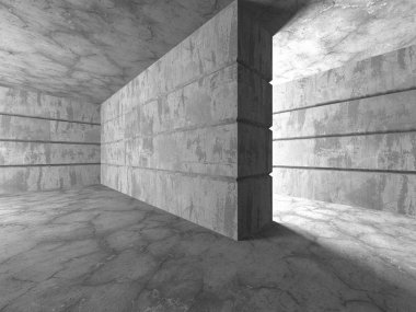 Karanlık beton boş oda. Modern mimari tasarım