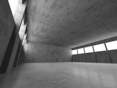 Karanlık beton boş oda. Modern mimari tasarım