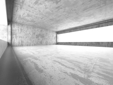 Karanlık beton boş oda. Modern mimari tasarım