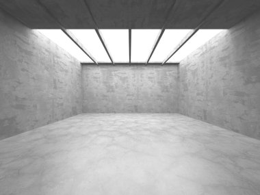 Karanlık beton boş oda. Modern mimari tasarım